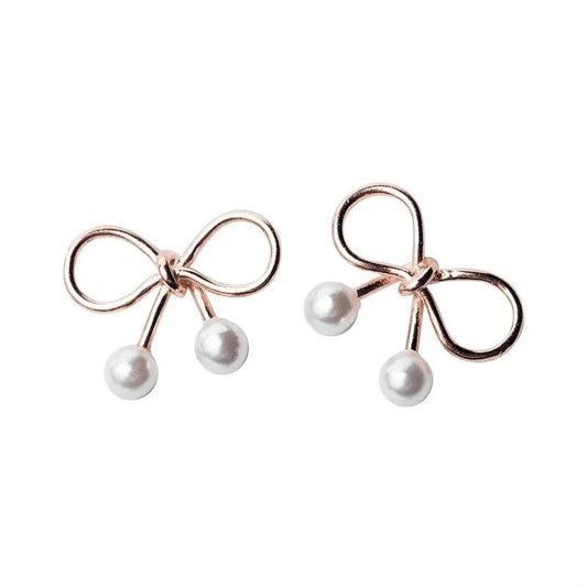 Voguue Charming Pearl Bowknot Bliss Studs - Voguue Oficial