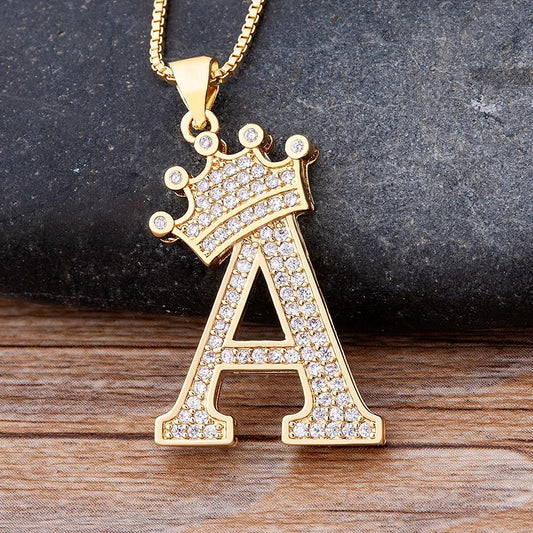 Voguue Gold Monogram Crown Necklace